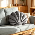 thumbnail image 5 of Partheme 15x11 inch Soft Velvet Seashell Throw Pillow,Lint Free Shell Shape Cushion Decorative Accent for Sofa Couch Bed Living Room.Mother’s Day Coastal Gift and Beach House Decor Essential, Gray, 5 of 6