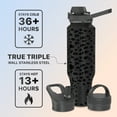 thumbnail image 2 of Coldest Sports Water Bottle - 3 Insulated Lids (Chug Lid, Straw Lid, Loop Lid ) Double Walled, Thermo Mug, Metal Canteen (46 oz, Black Leopard), 2 of 6