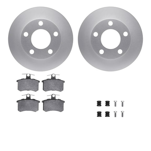 Dynamic Friction Company Rear Geospec Brake Rotors with 5000 Euro Ceramic Brake Pads includes Hardware 4612-74003