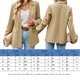 thumbnail image 3 of Traje de vacaciones holgado para mujer, Top de negocios de oficina con cuello vuelto, Color sólido, 3 of 7