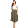 thumbnail image 5 of Women's Casual High Waist A-Line Midi Skirt with Elastic Waistband, 5 of 6