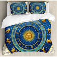 thumbnail image 3 of Astrology Duvet Cover Set Twin Size, Wheel of Astrological Signs Names and Dates with Moon Sun in Middle, Decorative 2 Piece Bedding Set with 1 Pillow Sham, Blue Yellow and Cream, by Ambesonne, 3 of 3