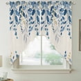 thumbnail image 2 of Blue Eucalyptus Swag Valances for Windows, Kitchen Window Curtains Over Sink, Farmhouse Weeping Leaves Linen Window Treatment Curtains for Living Room/Bedroom Curtains 2 Panel Sets 36"x45", 2 of 8
