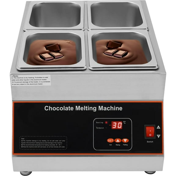 Professional Chocolate Melting Machine,Chocolate Melting Pot Tempering Machine,Adjustable Temperature Commercial Chocolate Melting Pot Electric Chocolate Melter for DIY Handmade Chocolate,4 Tank