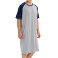 thumbnail image 5 of DODOING Mens Sleep Shirt Ultra Soft Sleepwear Raglan Sleeve Nightshirt Patchwork Long Lightweight Loose Sleepshirt M-3XL, 5 of 8
