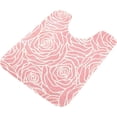 thumbnail image 5 of Dreamtimes Pink Rose Flower Gold Floral Bath Mat for Bathroom Shower U Shape Toilet Rugs Contour Carpet Set, Fluffy Absorbent & Machine Washable, 2 Piece, 5 of 6