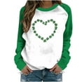 thumbnail image 2 of Craaazy Women's Green Shamrock Prints Tops Crewneck Long Sleeve St Patricks Day Shirts, 2 of 7