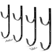 Aquatix Pro Pool Pole Hanger Premium 4pc Black Aluminium Holder Set, Ideal Hooks for Telescopic Poles, Skimmers, Leaf Rakes, Nets, Brushes, Vacuum Hose, Garden Tools and Swimming Pool Accessories