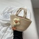 thumbnail image 3 of Firefly hope Bolso de hombro tejido para mujer, bolso de mano y neceser, elegante bolso de playa de verano, 28 x 11 x 15 cm (blanco B), 3 of 4