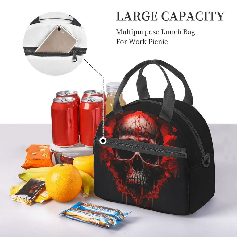 DouZhe Lunch Bags for Women and Men, Gothic Skull Blood Skeleton