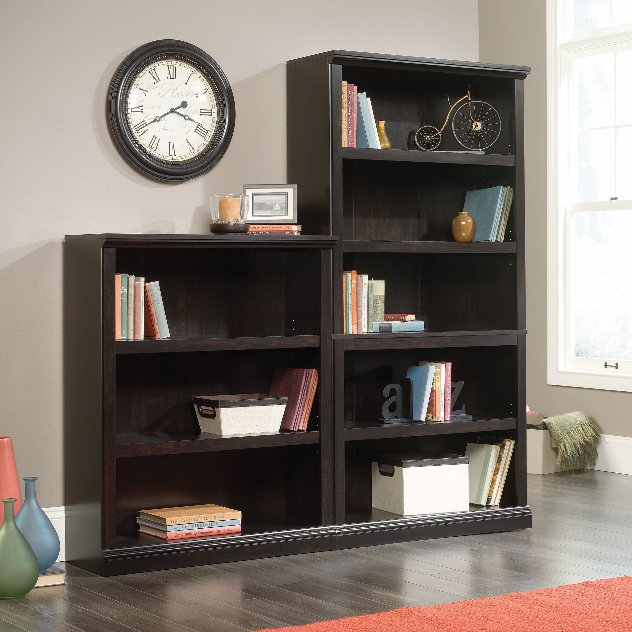 Sauder Select 3-Shelf Bookcase, Estate Black Finish photo 6