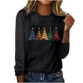 thumbnail image 6 of Qulqfy Christmas Shirts for Women Xmas Black Crew Neck Christmas Tree Long Sleeve Joyful Plus Size Shirts Funny Christmas Shirts for Women, 6 of 6