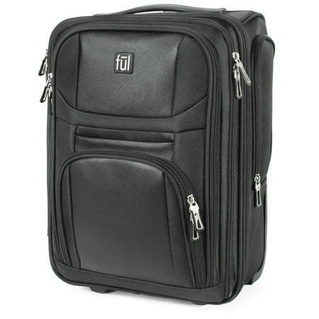 FUL Crosby Carry-On Luggage, Narrow Profile for Under seat Storage, Faux-Leather,