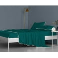 thumbnail image 3 of DNG Creations 4 Piece Pom Pom Sheet Set 100% Egyptian Cotton, White Pom-Pom Fringe Solid Pattern 18 Inch Deep Pocket ( Solid Teal - Queen ), 3 of 7