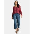 thumbnail image 2 of Time and Tru Women's Ruffle Neck Blouse with Long Sleeves, Sizes XS-3XL, 2 of 5