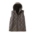 thumbnail image 3 of Autumn New Lightweight Warm Down Hooded Vest Women's Temperament Loose Sleeveless Jacket Fuzzy Vests Outdoor Sweaters for Women Womens Heated Vest with Battery Pack Long Sleeveless Cardigan Chambray, 3 of 8