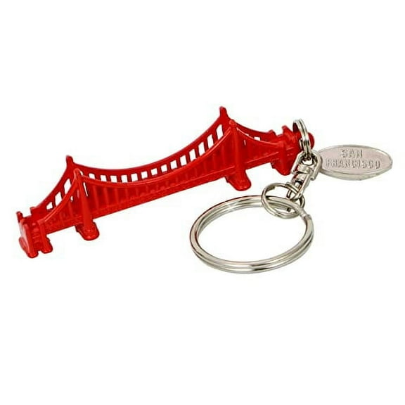 Red San Francisco Golden Gate Bridge 3D Metal Key Chain With Tag 2.75 Inches Long