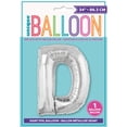 thumbnail image 4 of Foil Big Letter Balloon, D, 34 in, Silver, 1ct, 4 of 4