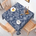 thumbnail image 3 of Nanqianyi Bohemian Blue Flower Tablecloth,70x70Inch,Indoor Outdoor Party Waterproof Table Cover, 3 of 6
