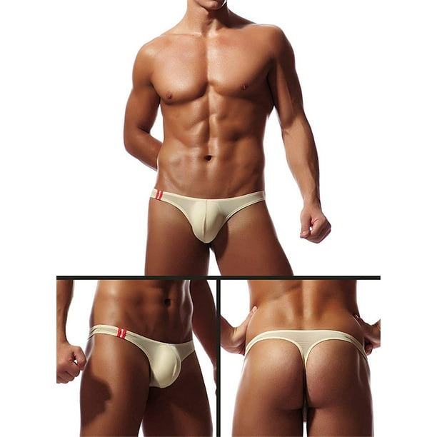 New Ice Silk Sexy Mens Bikini Swimwear Elastic Briefs Thongs G-String  Underwear