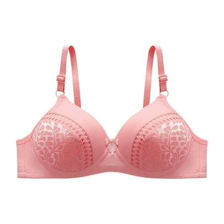 Tumotour Full Coverage Bra For Women Embroidered Glossy Soild Wire Free Underwear One-Piece Bra Everyday Small Cup Underwear