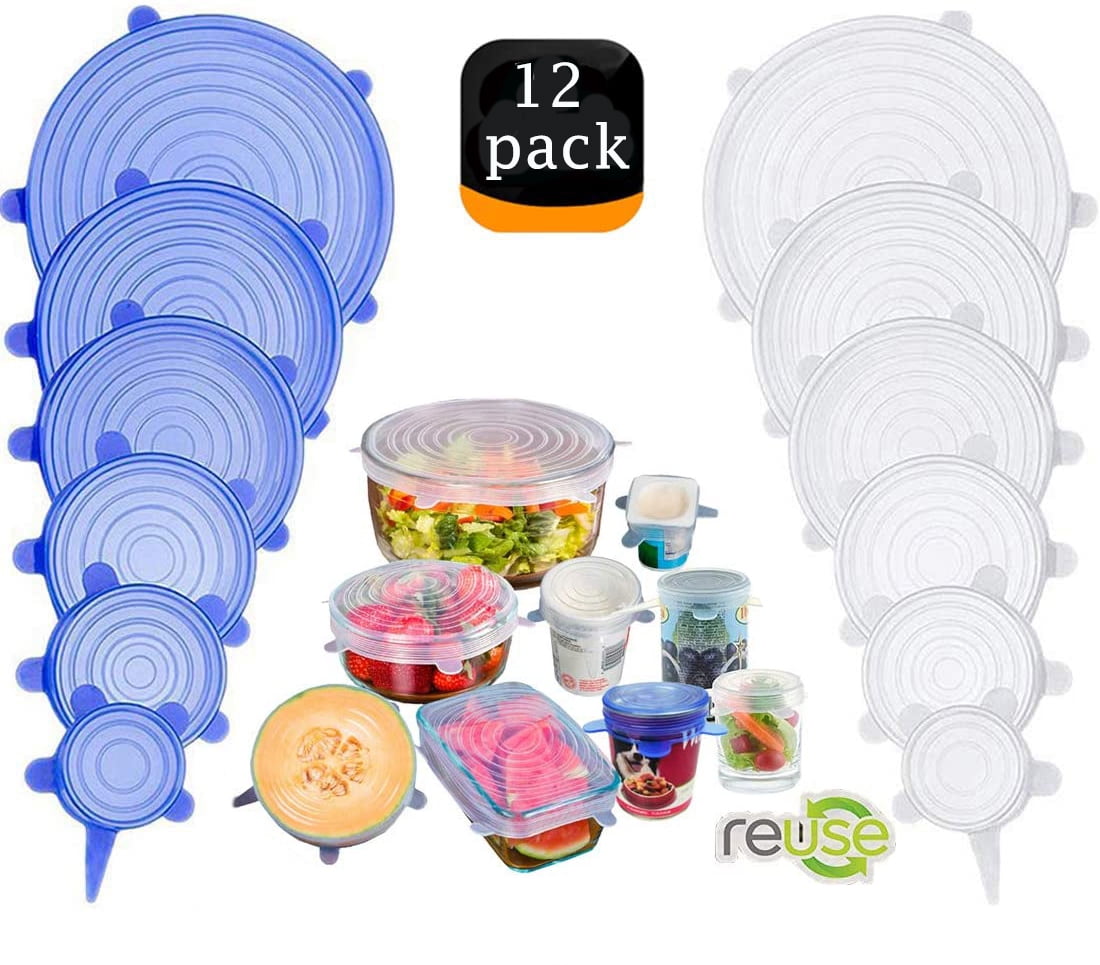 12pcs Heat Resistant Silicone Stretch Lids Food Wrap Bowl Pot Pan Cover 