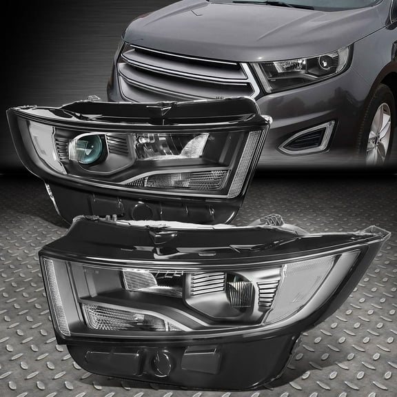 NUVISION for 15-18 Ford Edge OE Style Black Housing Clear Corner Projector Headlights