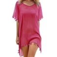 thumbnail image 2 of Povozer Womens Swimsuit Cover up Hollow out Swimwear Beach Bathing Suit Bikini Coverups(Hot Pink,One Size), 2 of 3