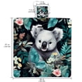 thumbnail image 2 of Koala Canvas Picnic Blanket Waterproof Outdoor Beach Mat Extra Large Foldable Portable Camping Rug with Handles and Pockets, Blue Stripe Pattern, 80" x 60, 2 of 6