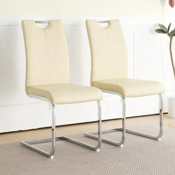 Modern PU Dining Chairs - 2-Pack with Electroplated Metal Legs for Multiple Rooms