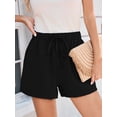 thumbnail image 6 of Chiclily Womens Summer Casual Shorts Lounge Beach Shorts Elastic High Waisted Drawstring Shorts with Pockets, Black Size L, 6 of 7