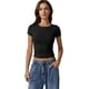 thumbnail image 3 of Top corto QINSEN con cuello redondo y manga corta para mujer, negro, talla M, 3 of 6