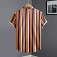 thumbnail image 4 of Hinvhai Men's Casual Striped Shirts Button Down Short Sleeve Blouse Summer Hawaiian Shirt Orange XL(XL), 4 of 7