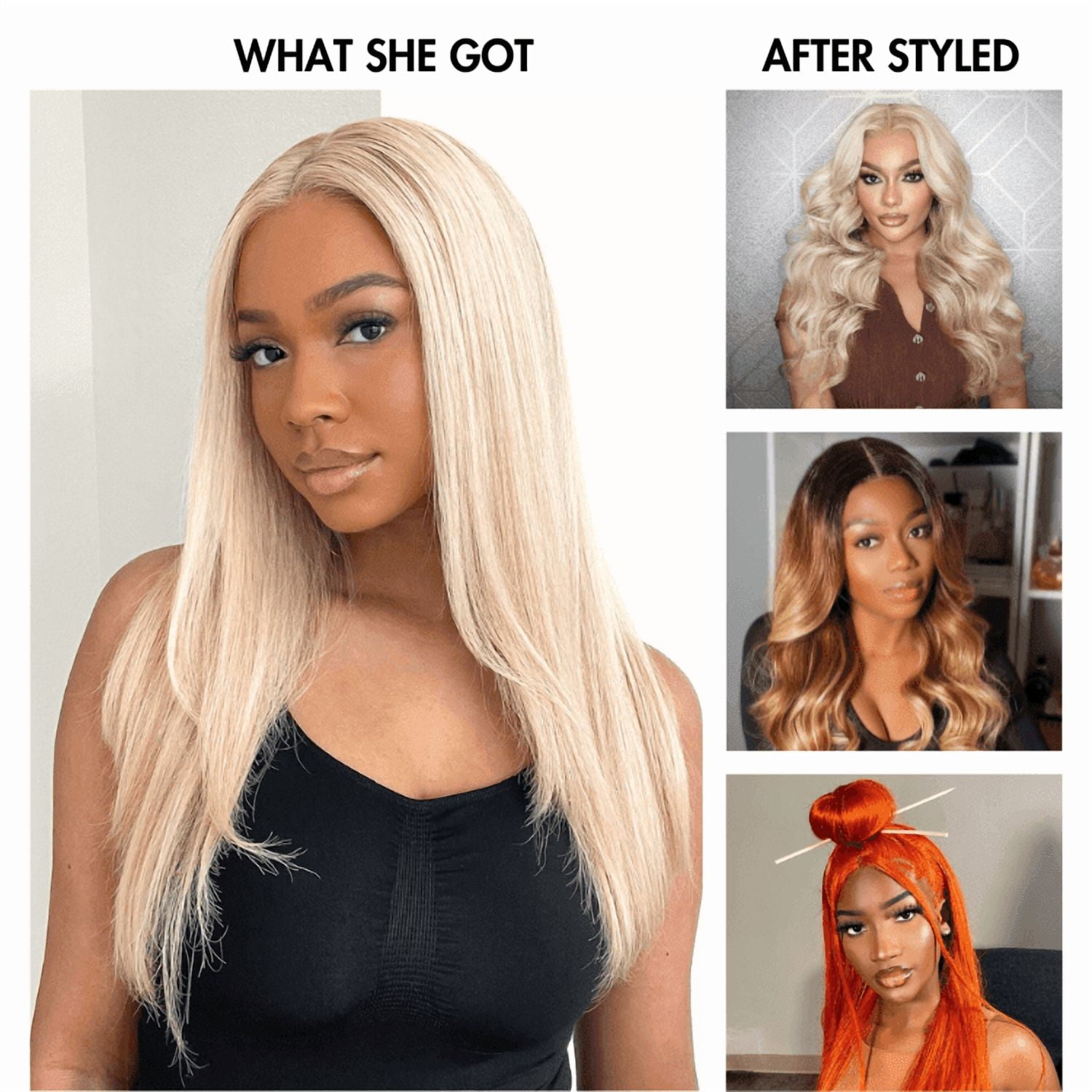 LUVME 16"PreMax Wigs 180% Density Easily Redyed 613 Silky Straight 5x5 Closure HD Lace Glueless Mid Part Long Wig Pre-cut & Plucked & Bleached for Women 1pc