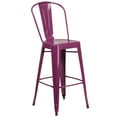 thumbnail image 3 of Emma + Oliver Commercial Grade 30"H Purple Metal Indoor-Outdoor Barstool with Back, 3 of 11