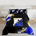 thumbnail image 3 of Feelyou Blue Monogrammed E Bedding Comforter Set for Kids, Chic Splatter Splash Twin Comforter Sets, Art Letter Reversible Bedding Set, Lightweight Room Decor, 2-Piece, 3 of 9