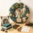 thumbnail image 5 of Clearance! 3D Fabric Poke Wreath DIY Kit, 14" Christmas Wreath DIY Kit for Adults, Beginner-Friendly Holiday Wreath Making Kit & Door Decor (Angle), 5 of 6