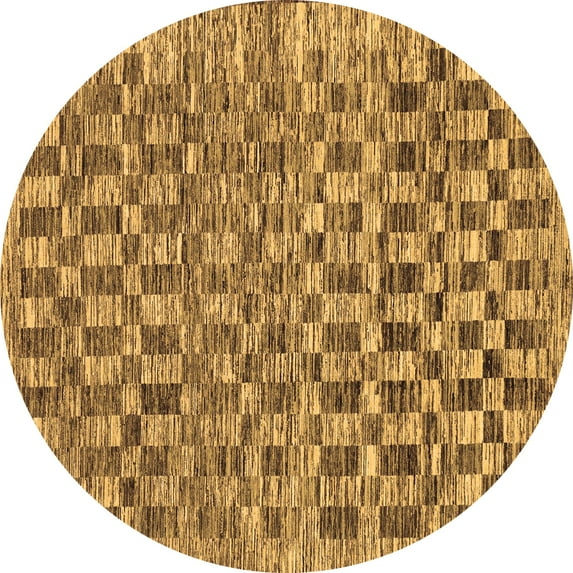 Ahgly Company Indoor Round Checkered Brown Modern Area Rugs, 5' Round