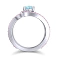 thumbnail image 4 of 2.50 Carat Round Cut Aquamarine & Pink Sapphire Gemstone Unique Wedding Ring for Women Solid 18K White Gold Size 5 by Diamond-Capitals, 4 of 8