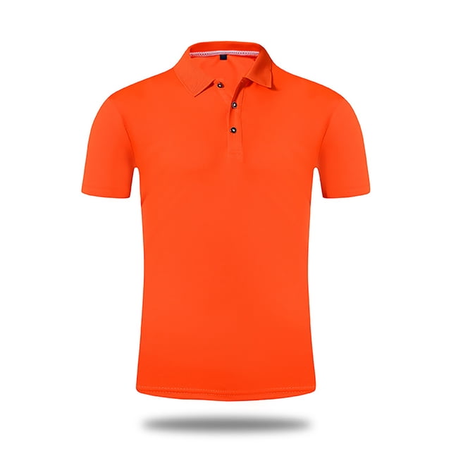 Camisa de manga corta para hombre, elástica, de color puro, transpirable, que absorbe la humedad, corte ajustado, secado rápido, color naranja, talla XXXXL
