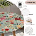 thumbnail image 3 of Sage Green Floral Round Tablecloth for 36-44 Inch Tables, Fitted Table Cover with Elastic Edge, Spring Flowers Leaves Farmhouse Waterproof Outdoor Table Cloth Protector for Patio Garden Dinner Picnic, 3 of 9