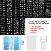 Radirus Nail Art Tool, 1-12 Set Nail Stamping Plates for Customizable DIY Nail Decals