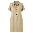 thumbnail image 6 of SAWOBUUN Womens Casual Shirt Dress Short Sleeve Collared Button Midi Dress Loose Fit Tunic Sundress with Chest Pocket, 6 of 6