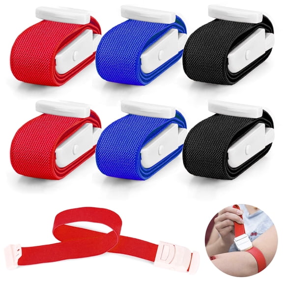 6Pcs Tourniquet, Emergency Tourniquet Buckle Band, Elastic First Aid Tourniquets, Single-Handed Application for Home Outdoor Sport Camping Hiking Emergency
