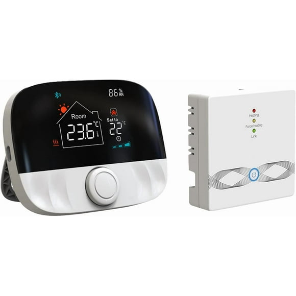 Tuya WiFi Smart Programmable Thermostat WLAN Heating Thermostat WiFi Radiator with Receiver Voice/Remote Control Smart Life App