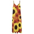 thumbnail image 5 of Robe Tournesol Rouge Jaune Fleurs Colorées Esthétique Col en V Boho Plage Longues Robes Design Femmes Robe Maxi Sexy Grande Taille, 5 of 5