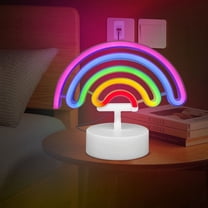 Colorful Rainbow Neon Light,LED neon shape night light， USB Battery Operated Table Night Light for Kids Room Christmas Party Decor