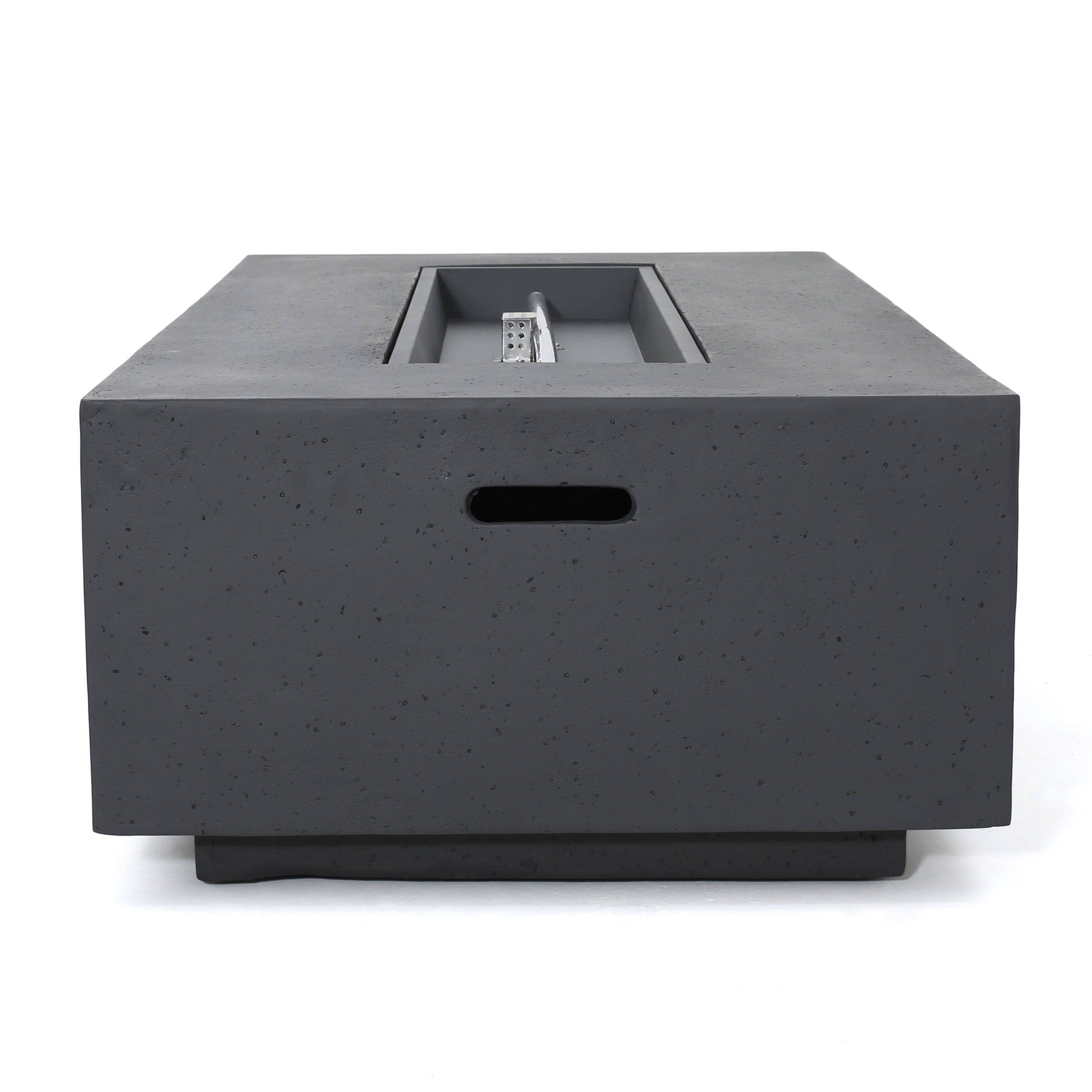 Mayfair Lightweight Concrete Outdoor 50,000 BTU Rectangular Fire Pit (No Tank Holder), Dark Gray