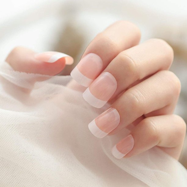 French Press On Nails Pink Short Square Fake Nails Tips Full Cover Acrylic False Nails For Women And Girls 24pcs Walmart Com Walmart Com