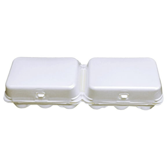 White Split 6-Egg Blank Styrofoam Carton 50 12-egg/100 6-egg